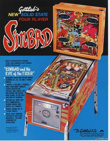 Eye of the Tiger pinball super kit 1978 Gottlieb Sinbad 