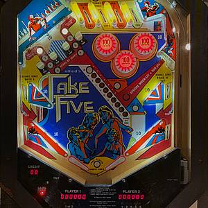 Details about   1978 Allied Leisure TAKE FIVE Cocktail Table Pinball Game Advertising Flyer 