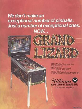 Includes Rubber Ring Kit 1986 Williams Grand Lizard Pinball Deluxe Tune-up Kit 