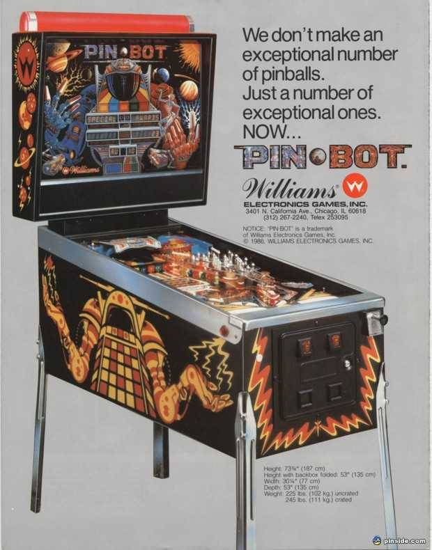 Williams Pinbot PIN BOT pinball machine translite 